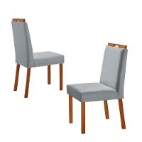 Kit 2 Cadeiras Lis Com Puxador Móveis Minas Cor Linho Cinza - 1