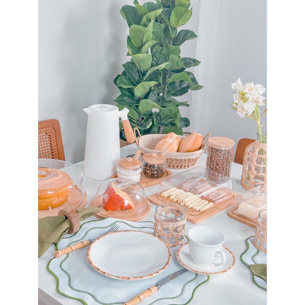 Kit Bandeja + 2 Potes Com Colher Em Bambu - 5