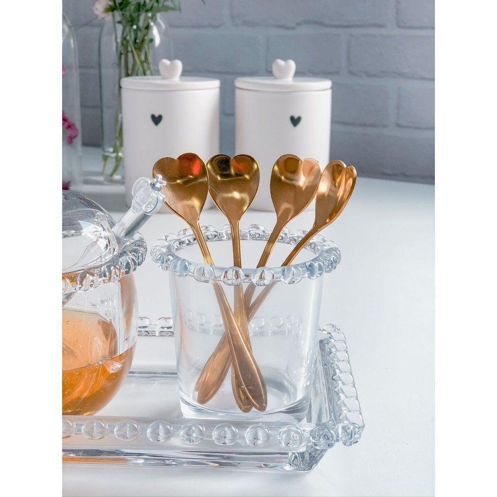 Kit Porta Colher + 4 Colheres Café | Chá Coração Dourado - 2