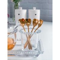 Kit Porta Colher + 4 Colheres Café | Chá Coração Dourado - 2