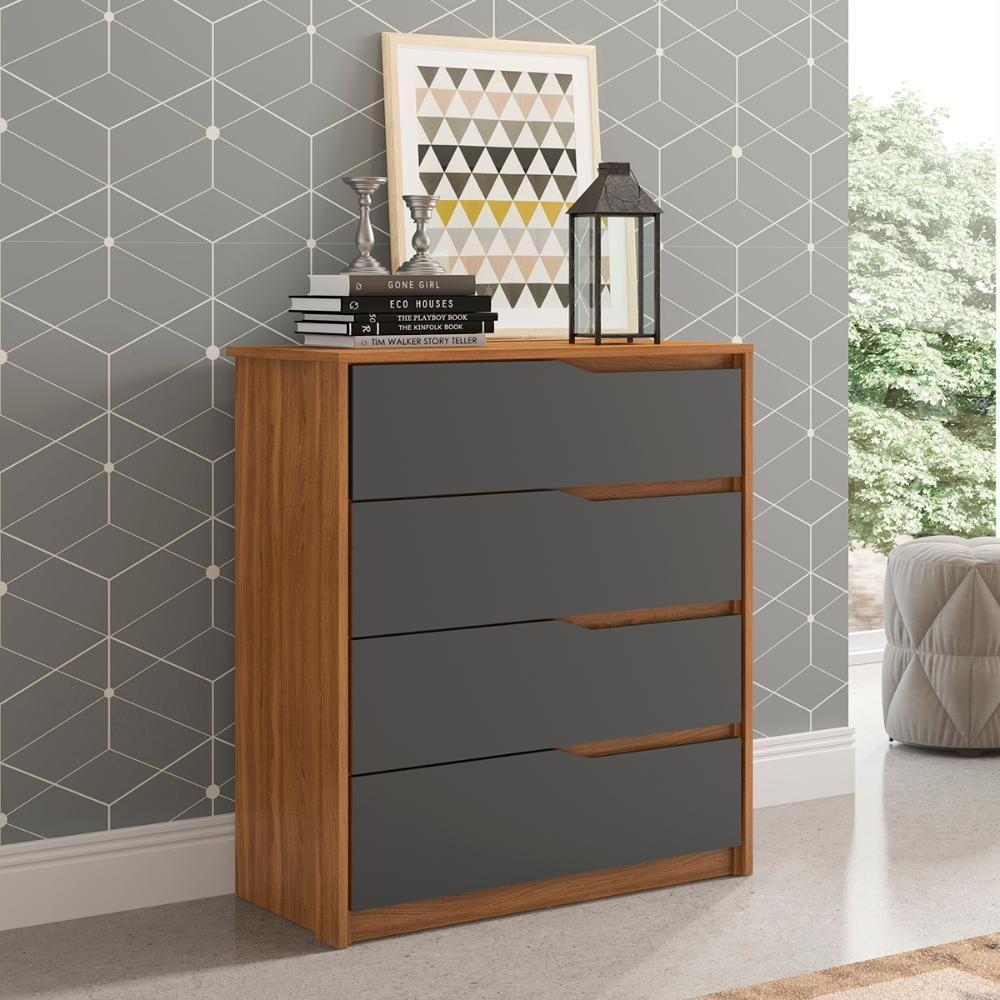 Cômoda 4 Gavetas Parde - Amendola-grafito - 1