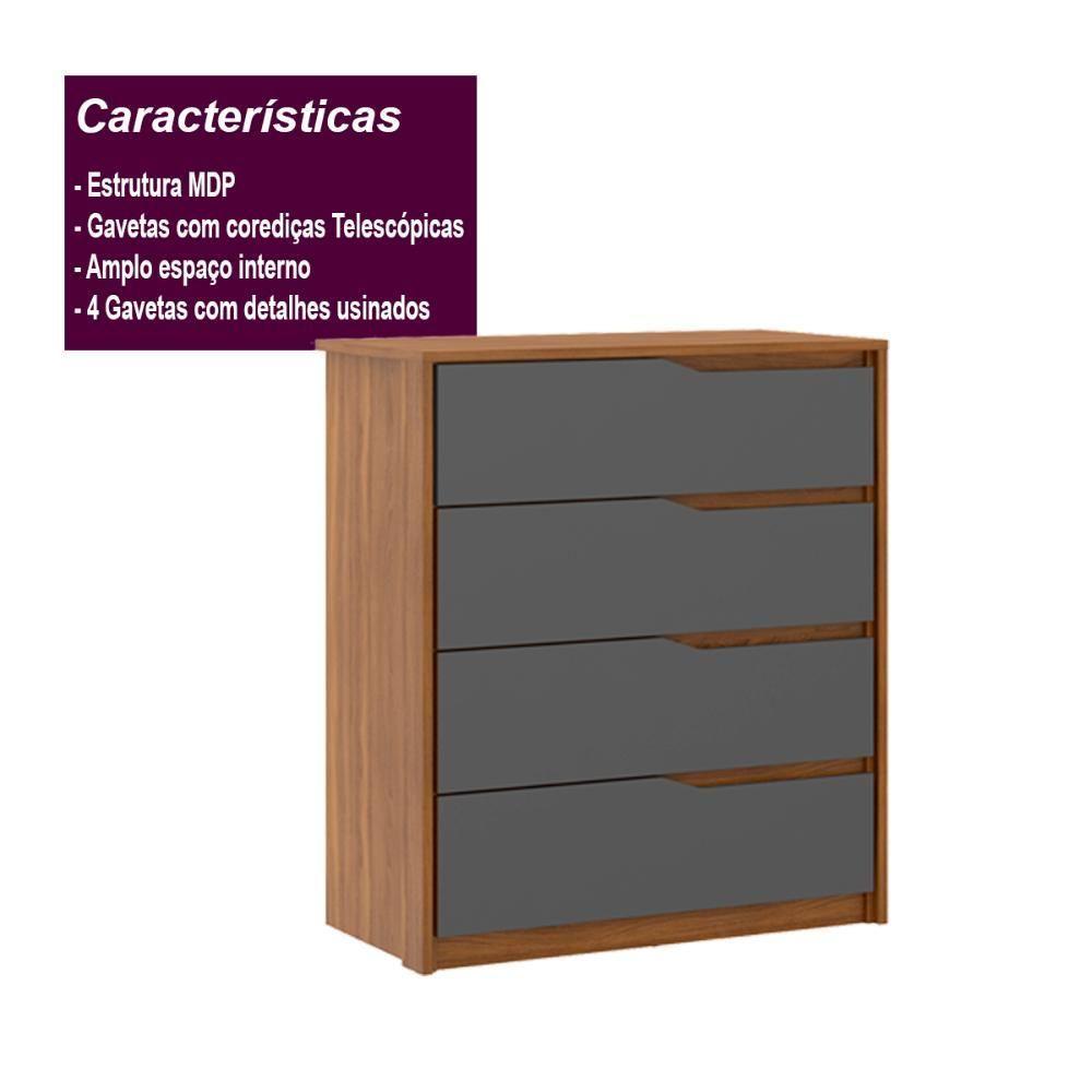 Cômoda 4 Gavetas Parde - Amendola-grafito - 5