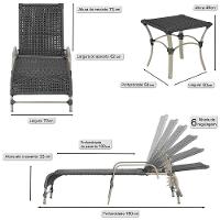 Espreguiçadeira Catar Mesa Corda Náutica Piscina Alumínio Preto - 2