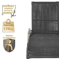 Espreguiçadeira Catar Mesa Corda Náutica Piscina Alumínio Preto