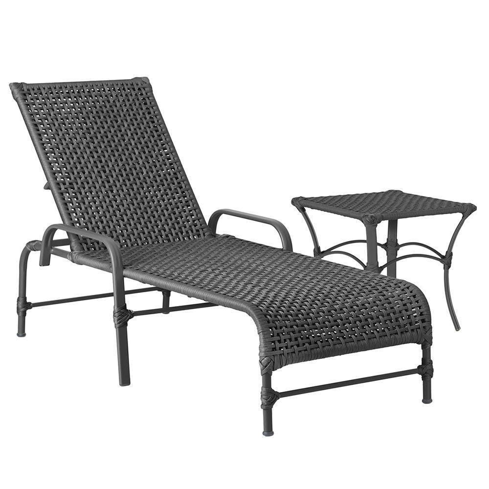 Espreguiçadeira Catar Mesa Corda Alumínio Náutica Piscina Preto - 1