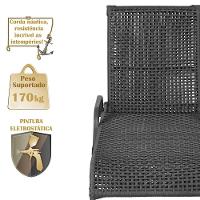 Espreguiçadeira Catar Mesa Corda Alumínio Náutica Piscina Preto