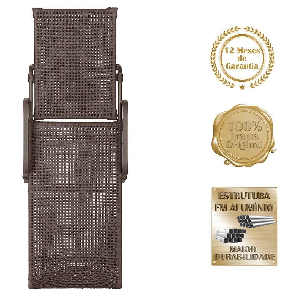 Espreguiçadeira Catar Mesa Corda Náutica Piscina Alumínio Marrom - 3