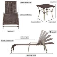 Espreguiçadeira Catar Mesa Corda Náutica Piscina Alumínio Marrom - 2