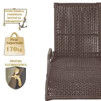 Espreguiçadeira Catar Mesa Corda Náutica Piscina Alumínio Marrom