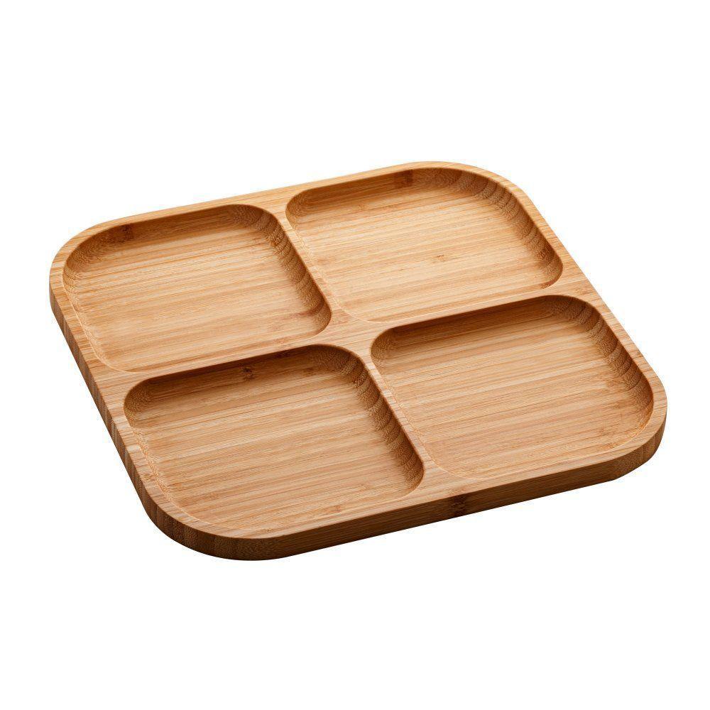 Petisqueira De Bambu Com 4 Divisões 29,5 Cm X 29,5 Cm - 1