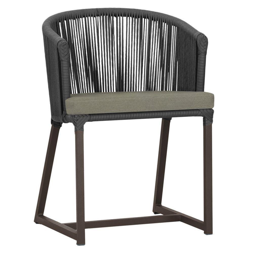 Cadeira De Jantar Noronha Alumínio Marrom E8 Trama Original Preto - 1