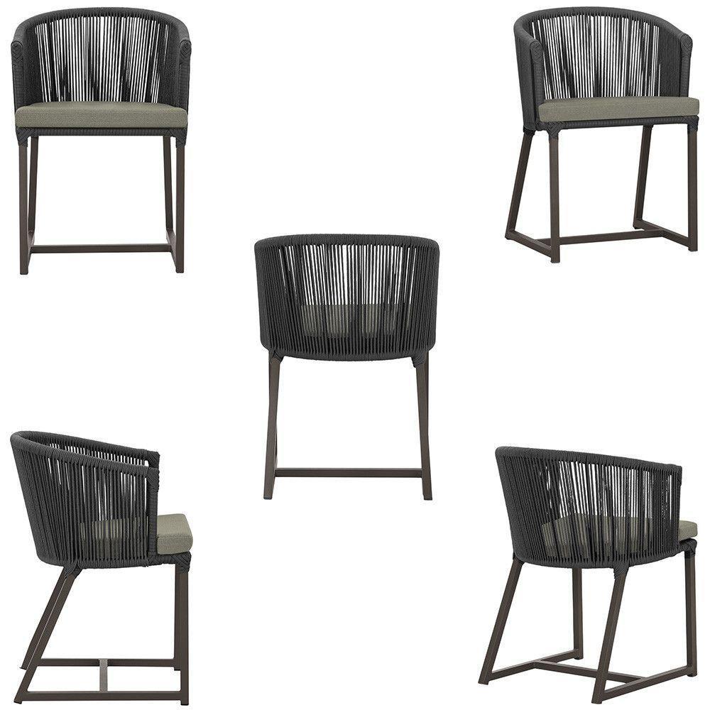 Cadeira De Jantar Noronha Alumínio Marrom E8 Trama Original Preto - 5