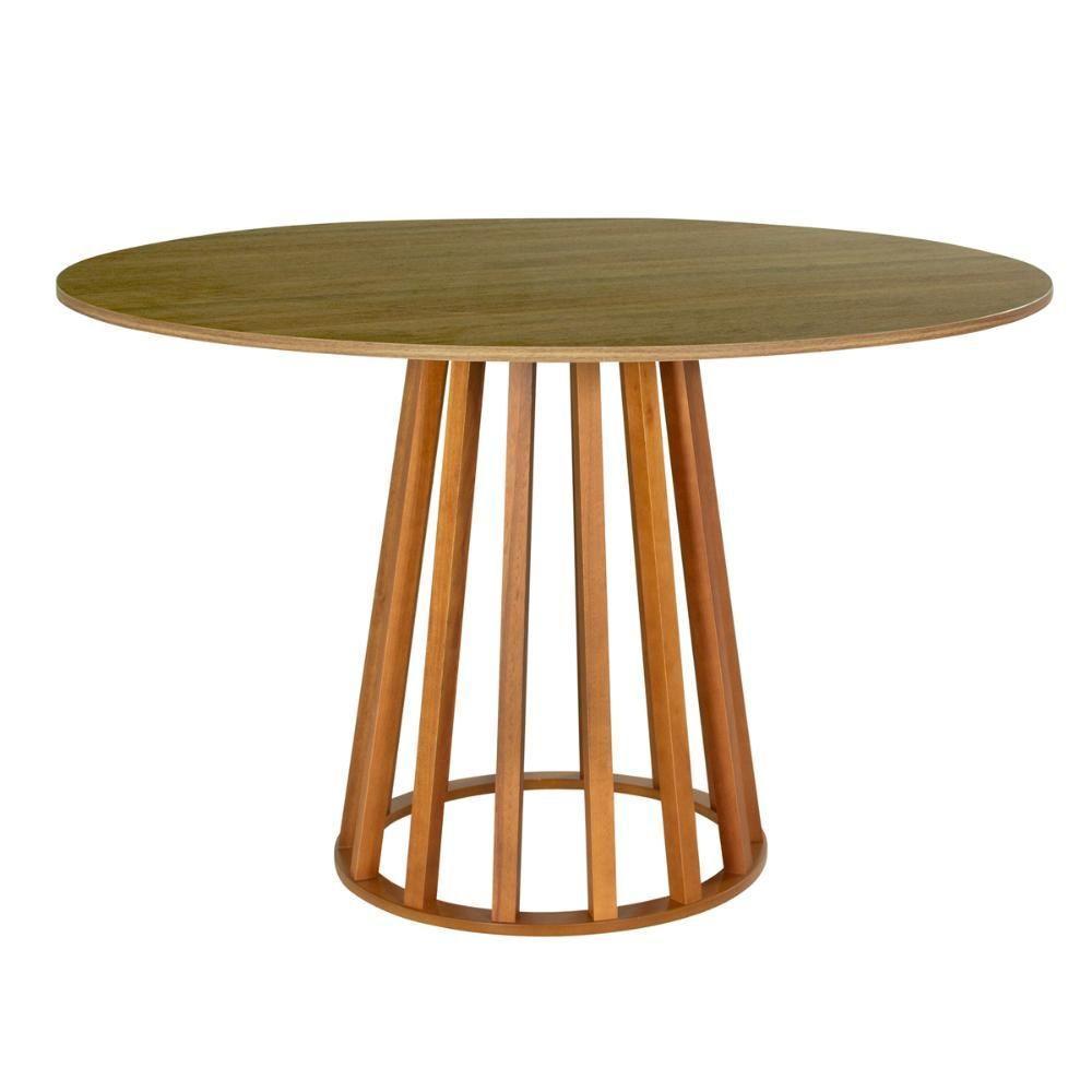 Conjunto Mesa De Jantar Redonda Talia Amadeirada Natural 120cm Com 4 Cadeiras Design Marcela - Marrom - 2