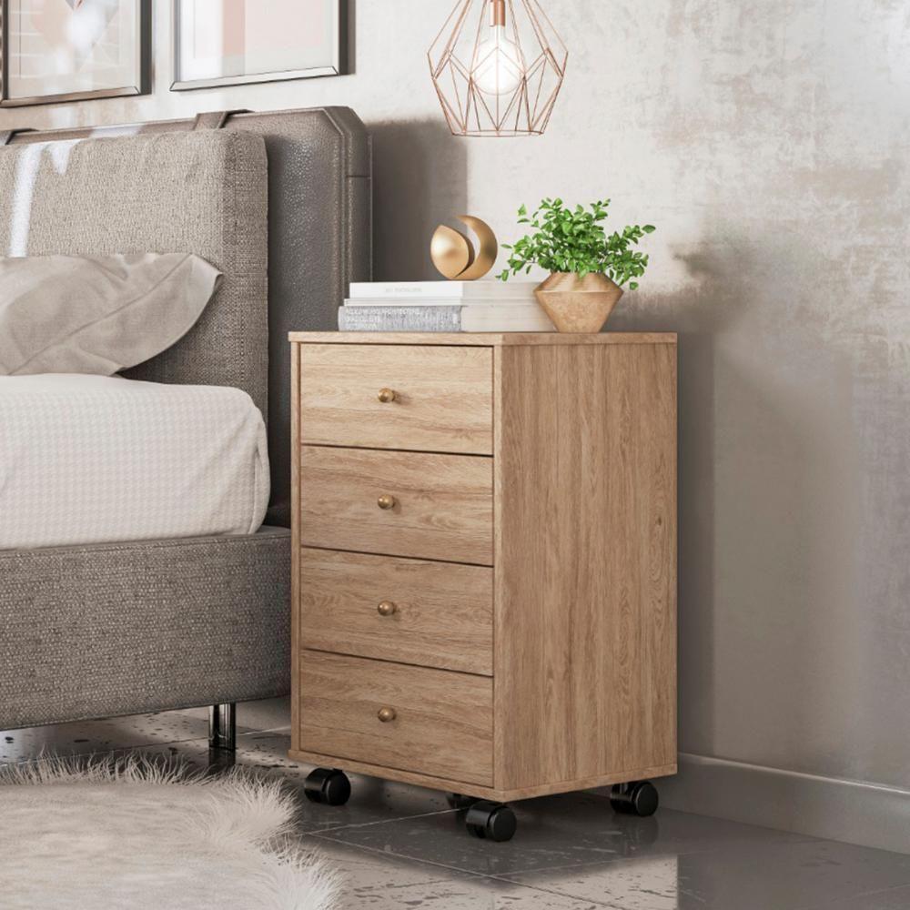 Gaveteiro 4 Gavetas Com Rodizios Office Estônia Amendola Grafito - 1