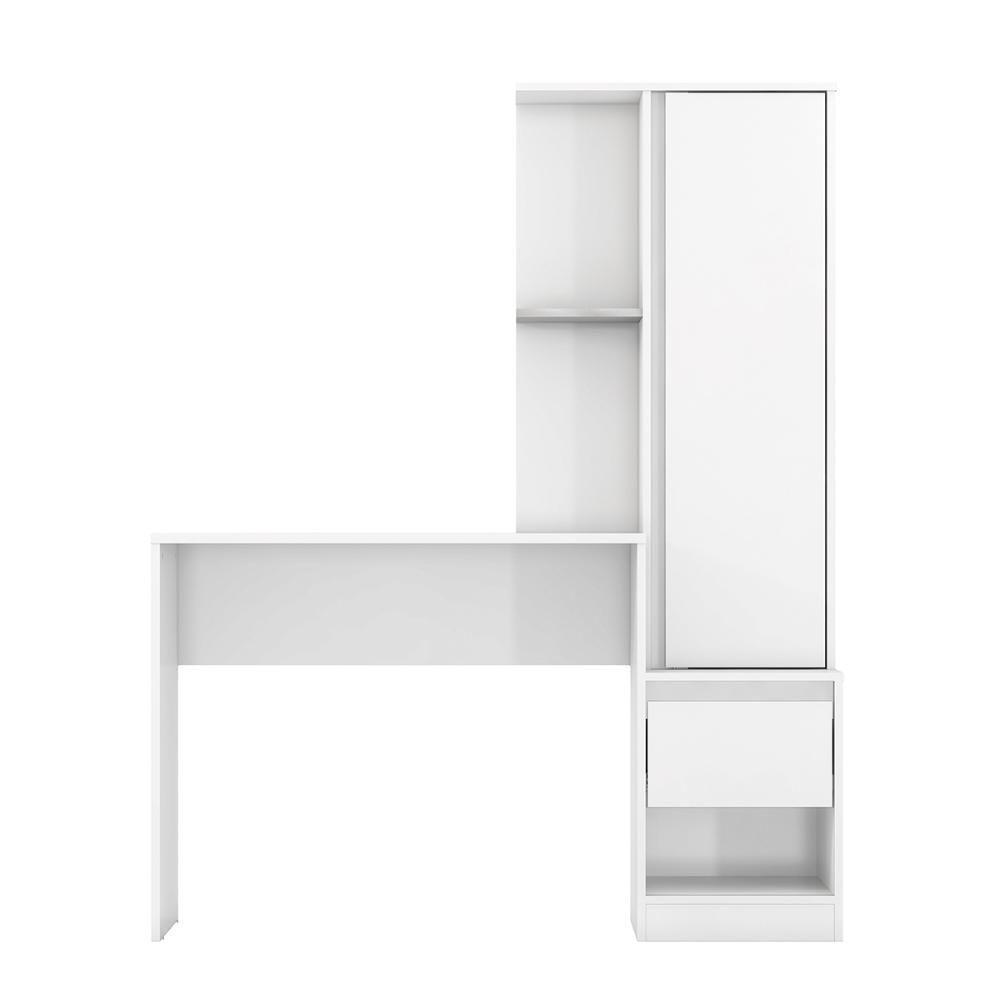 Escrivaninha Com Armario 1 Porta 1 Gaveta 1 Nicho Office Bélgica Branco - 7