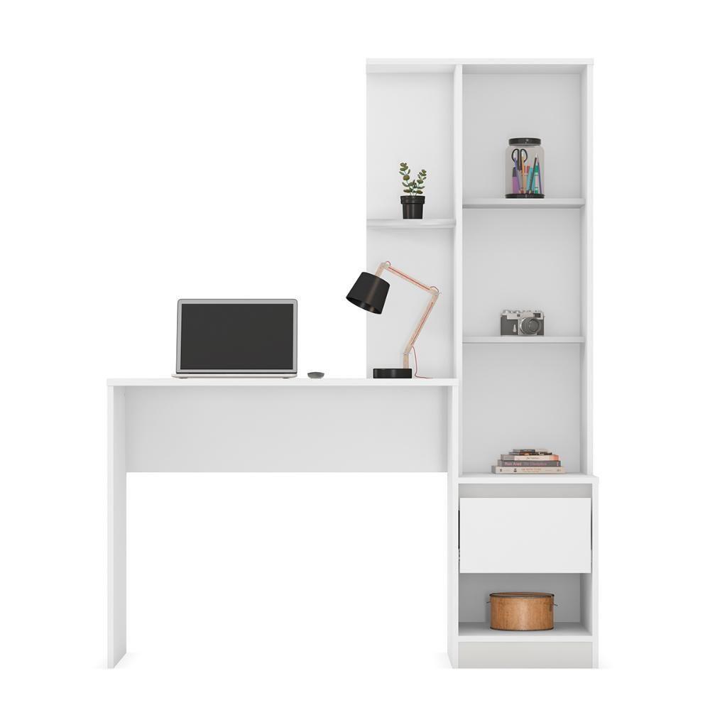 Escrivaninha Com Armario 1 Porta 1 Gaveta 1 Nicho Office Bélgica Branco - 9