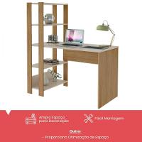 Mesa Escrivaninha Match Com 3 Prateleiras Artely Off White Carvalho - 3