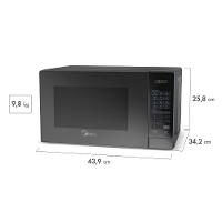 Forno Micro-ondas Midea 20 Litros 700W Prata Com Porta Espelhada MRAE21 110V - 6