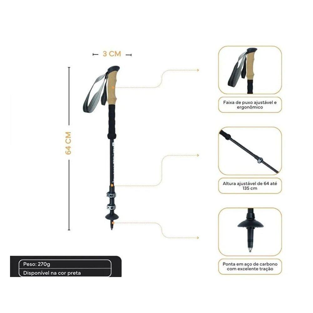 Bastão De Caminhada Trek Race Alumínio Preto 302502 Ntk - 5