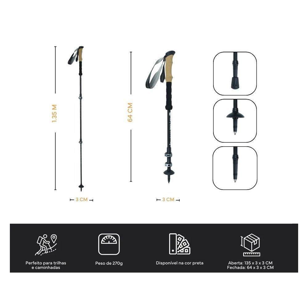 Bastão De Caminhada Trek Race Alumínio Preto 302502 Ntk - 9