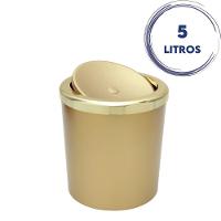 Lixeira Com Tampa Basculante Para Banheiro Cozinha 5litros Haus Dourada - 5