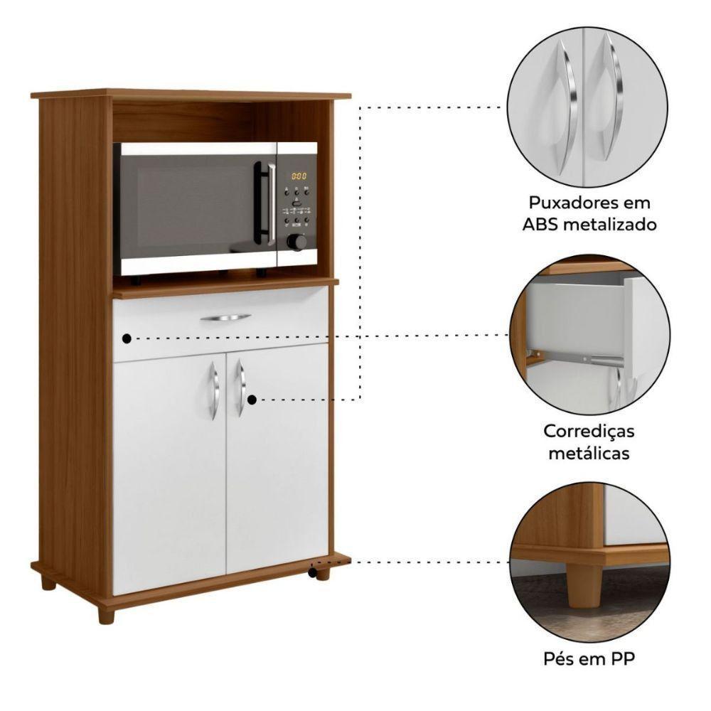 Balcão Notável Multiuso Para Micro-ondas/forno Freijo/branco - 5