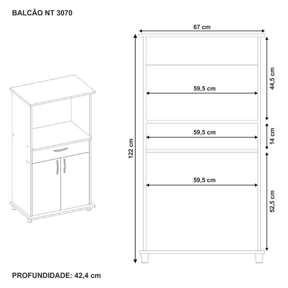 Balcão Notável Multiuso Para Micro-ondas/forno Freijo/branco - 8