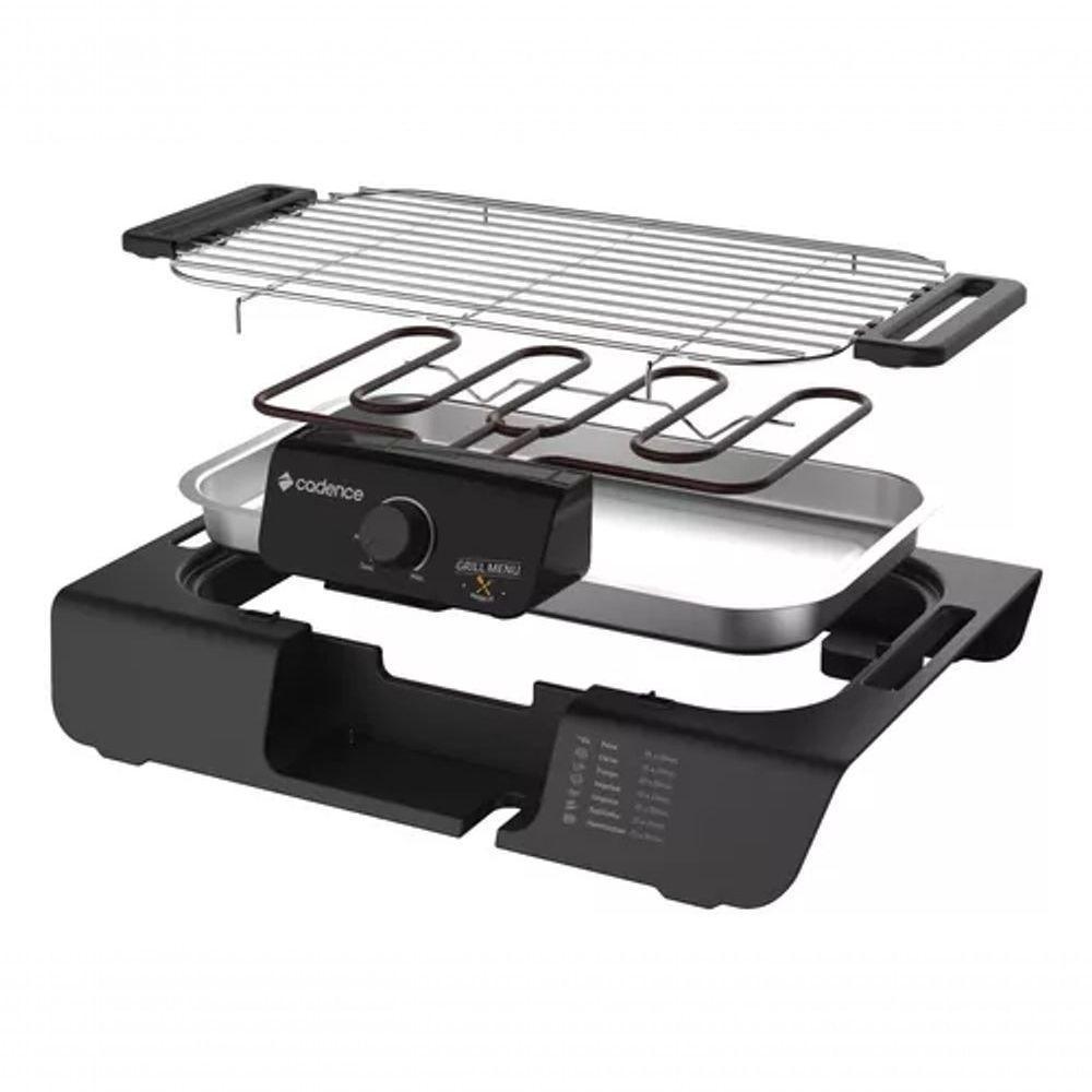 Churrasqueira Elétrica Grill Menu Grl810 Preta Cadence - 220v - 4