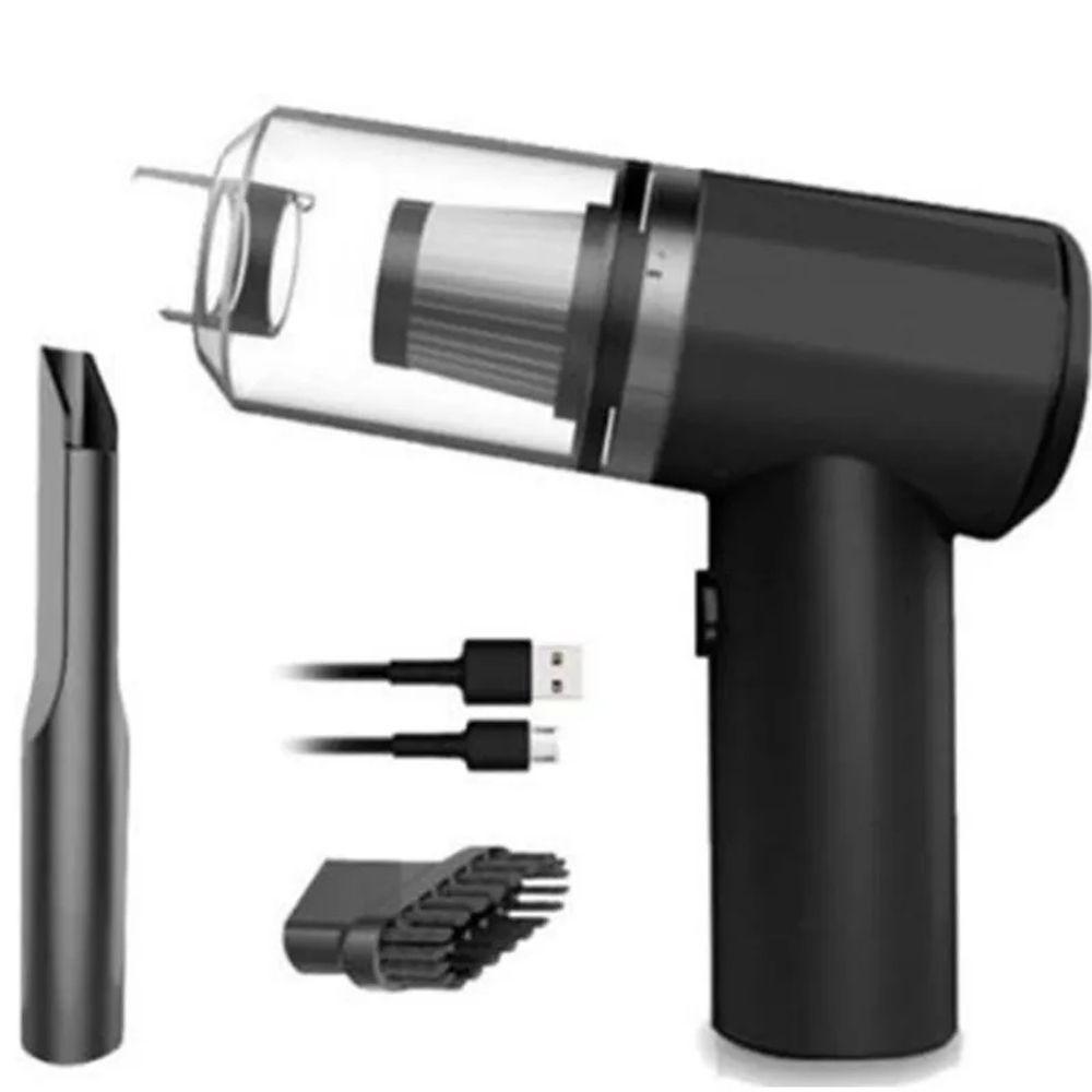 Mini Aspirador De Pó Sem Fio Portátil Para Carro Casa Preto Carregamento Via USB - 1