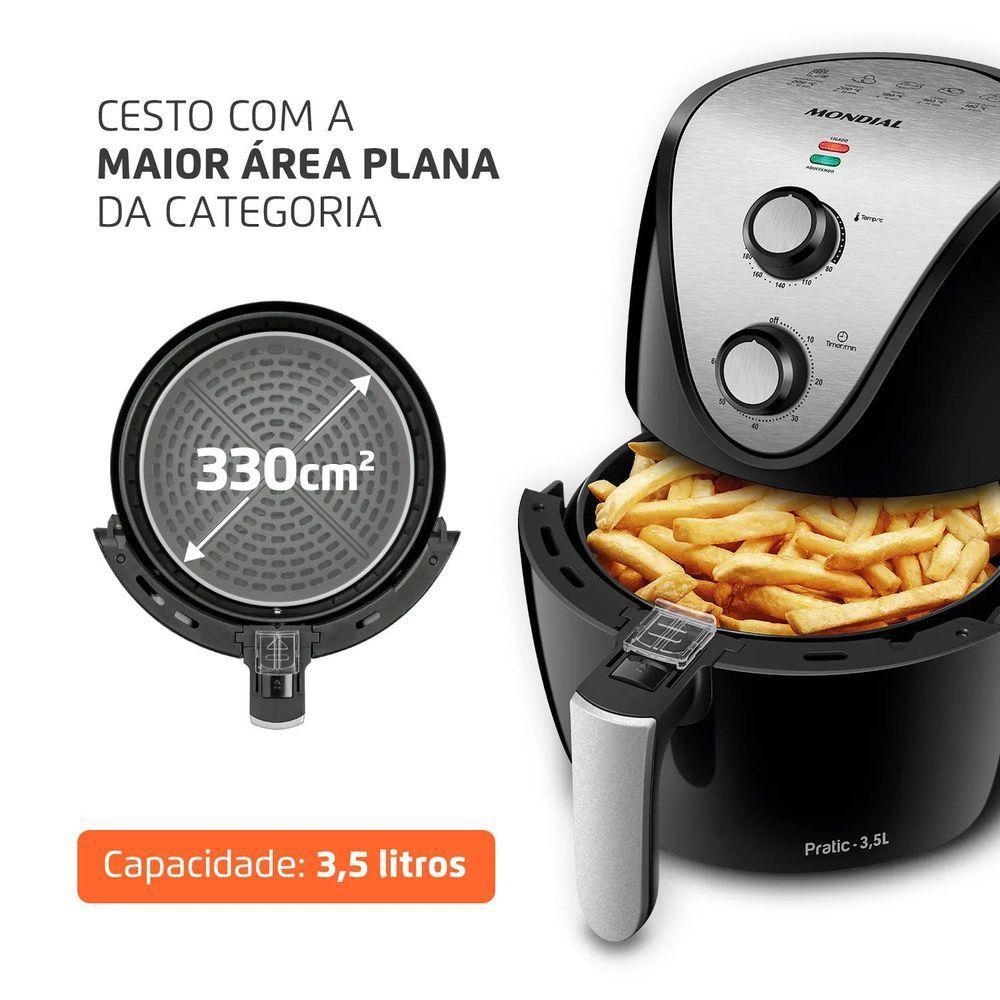 Fritadeira Sem Óleo Air Fryer 3,5l Preta Mondial 110V - 3