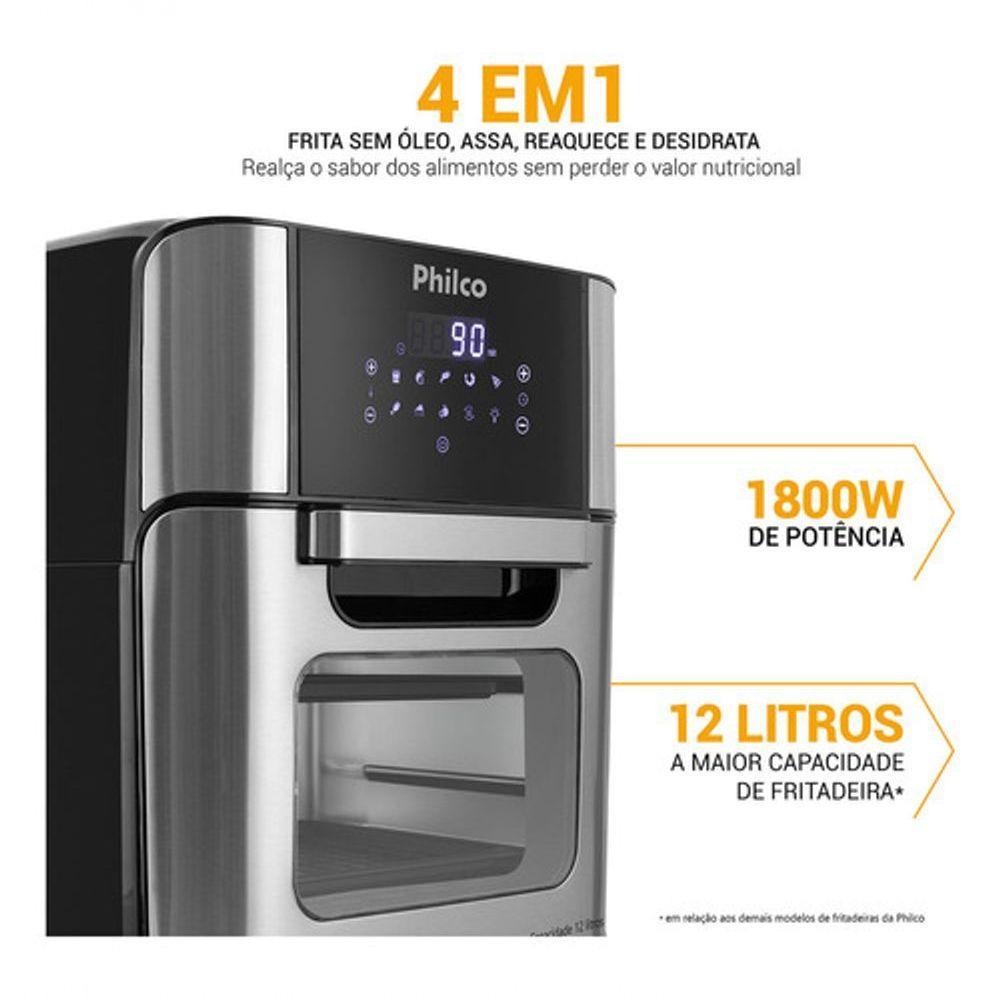 Fritadeira Air Fryer Oven Philco Sem Oleo PFR2250V 4 Em 1 12L 1800W Preto 110V - 5