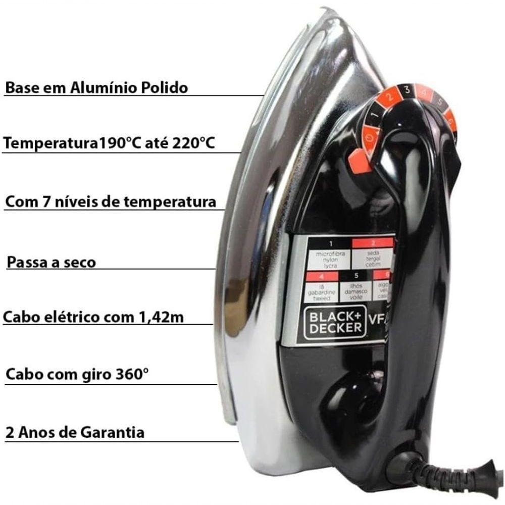 Ferro Seco Cromado C-base Alumínio Blackdecker-vfa1110-110V - 3