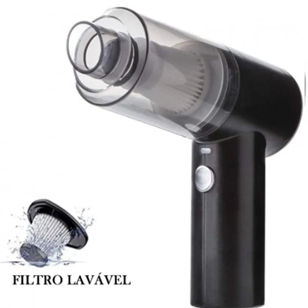 Mini Aspirador De Pó Sem Fio Portátil Para Carro Casa Preto Carregamento Via USB - 2