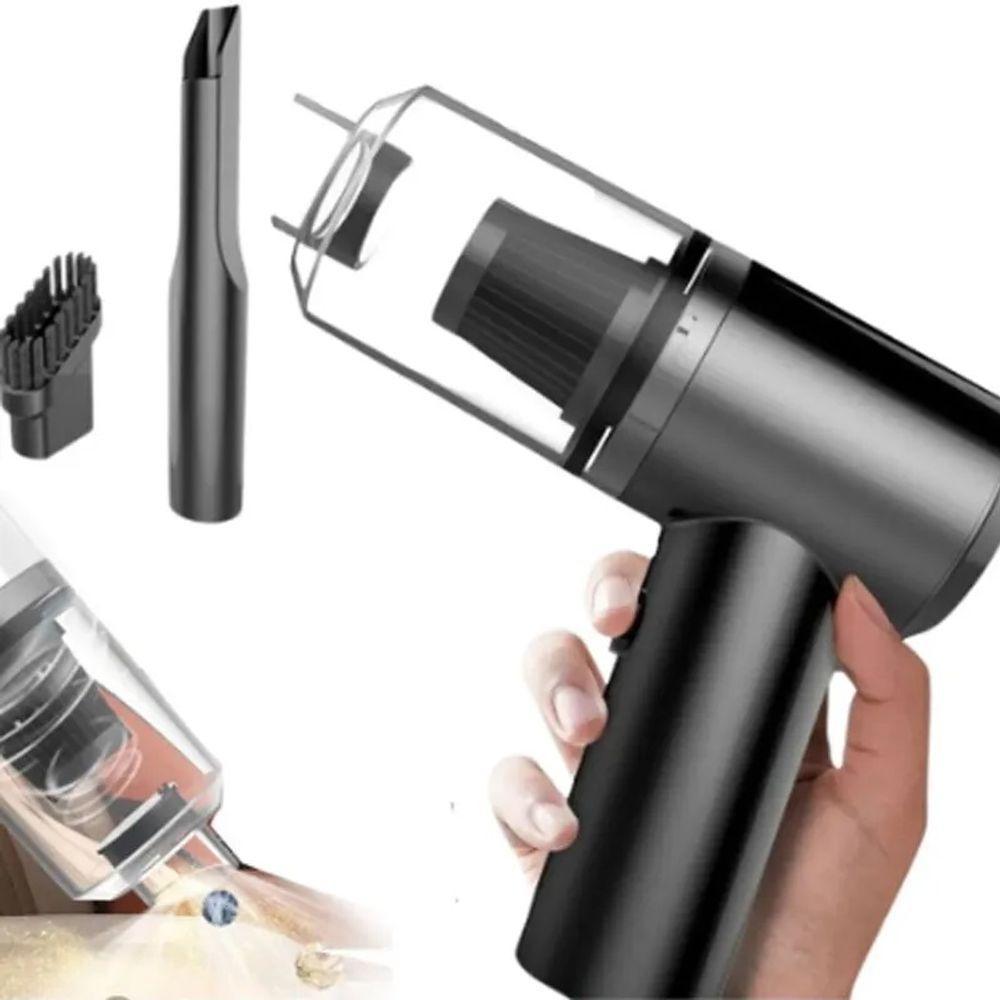 Mini Aspirador De Pó Sem Fio Portátil Para Carro Casa Preto Carregamento Via USB - 4