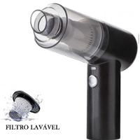 Mini Aspirador De Pó Sem Fio Portátil Para Carro Casa Preto Carregamento Via USB - 2