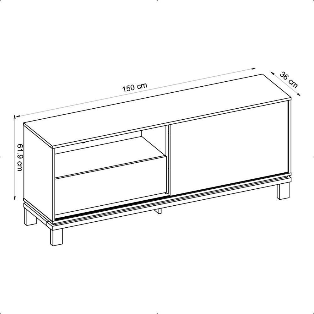 Bancada Rack Para Tv Até 55 Polegadas Jace Marrom Caemmun - 8