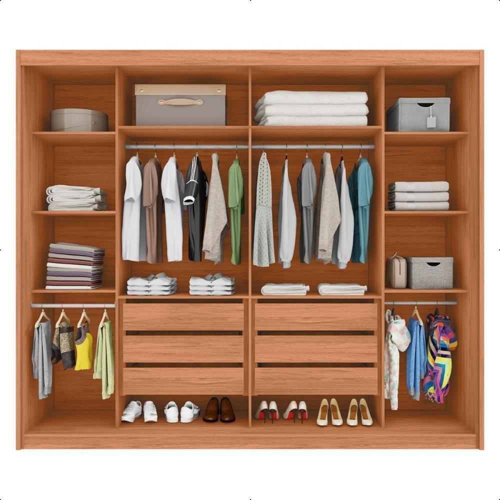 Guarda Roupa Roma 2 Portas Espelho 6 Gavetas Marrom Caemmun - 7