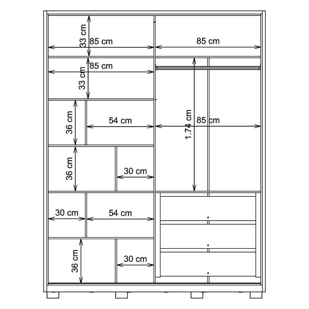 Guarda Roupa Roupeiro Roma 2 Portas 3 Gavetas Marrom Caemmun - 9