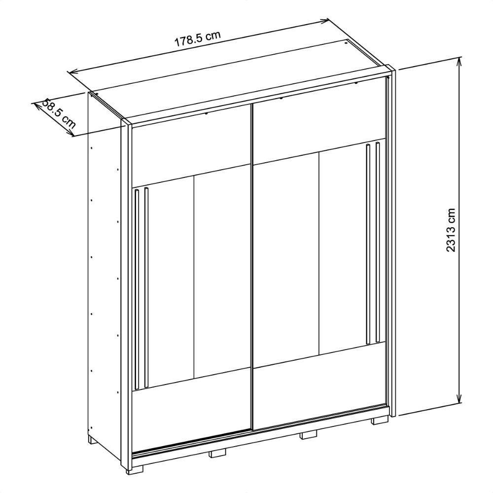 Guarda Roupa Roupeiro Roma 2 Portas 3 Gavetas Marrom Caemmun - 10