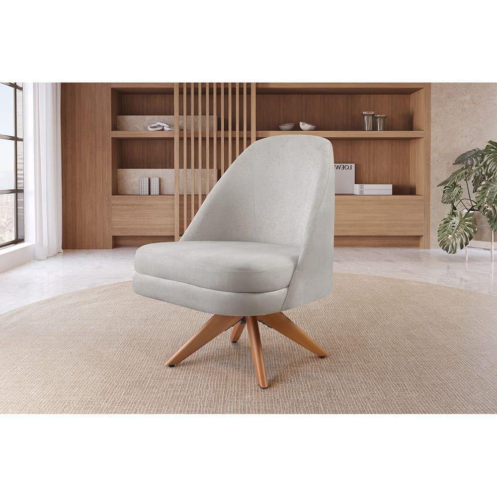 Poltrona Decorativa Giratória Stella Linho Cinza 101 - 1