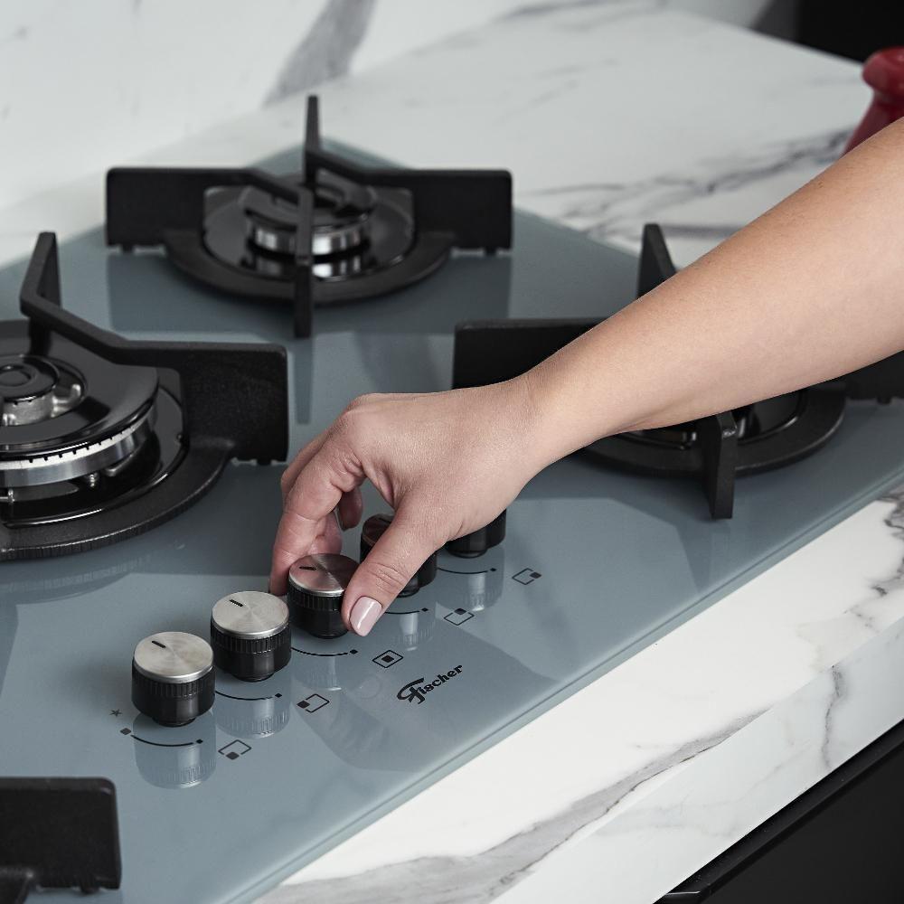 Cooktop A Gás Fischer 5 Bocas Tripla Chama Infinity Trempe De Ferro Fundido 82005 Eiger Bivolt - 6
