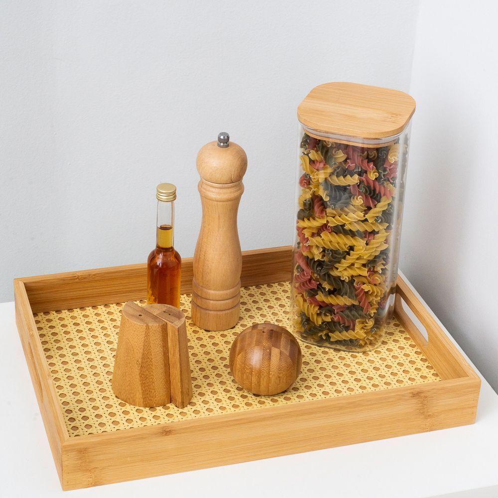 Pote De Mantimentos Quadrado Flat 1900ml Tampa Bambu Oikos - 3