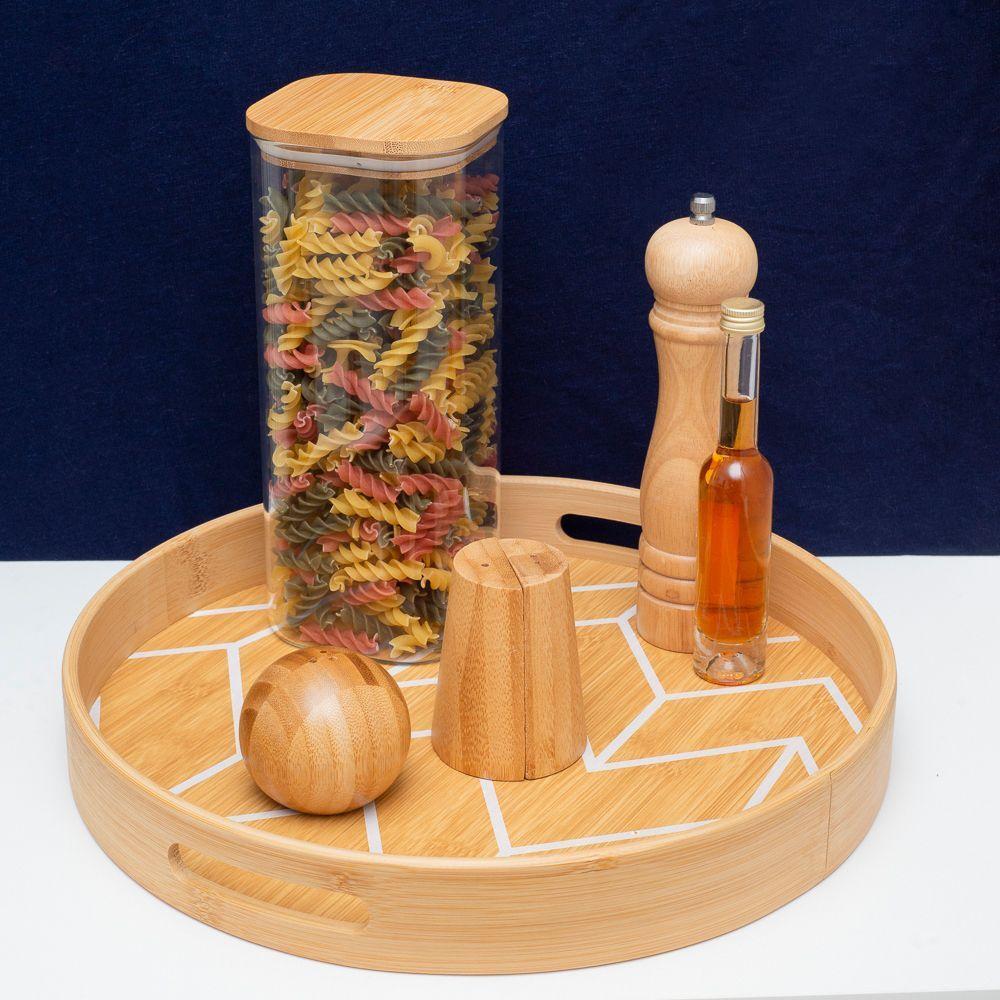 Pote De Mantimentos Quadrado Flat 1900ml Tampa Bambu Oikos - 5