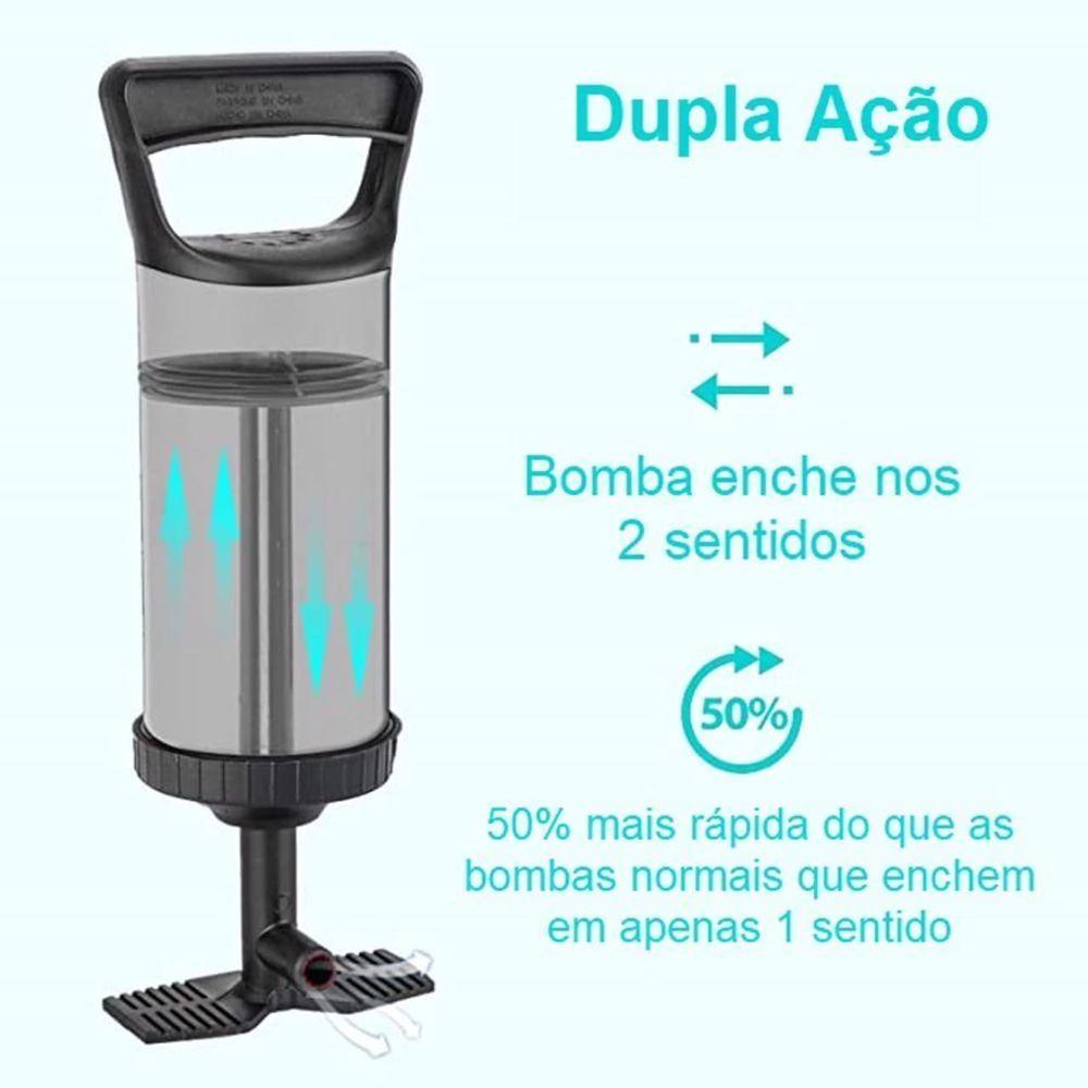 Bomba De Ar Manual Inflador Colchão Inflável, Boias Piscina Multiuso 30cm - 3