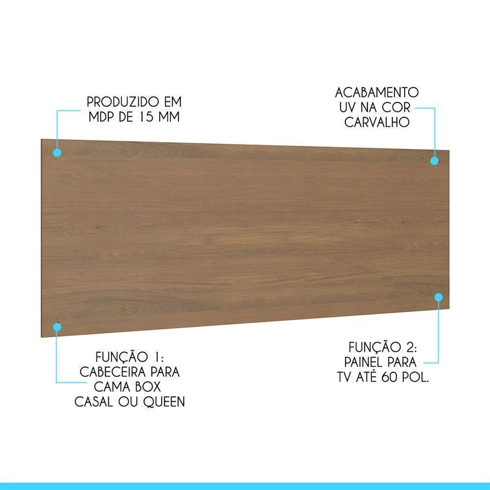 Painel Cabeceira Selene Box Queen Mdp Carvalho Menu Móveis Carvalho - 2