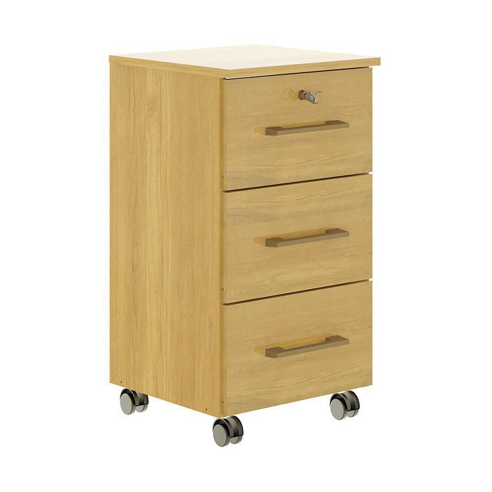 Gaveteiro Para Escritório Com 3 Gavetas 36x65cm Menu Móveis Carvalho - 2