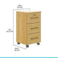 Gaveteiro Para Escritório Com 3 Gavetas 36x65cm Menu Móveis Carvalho - 3