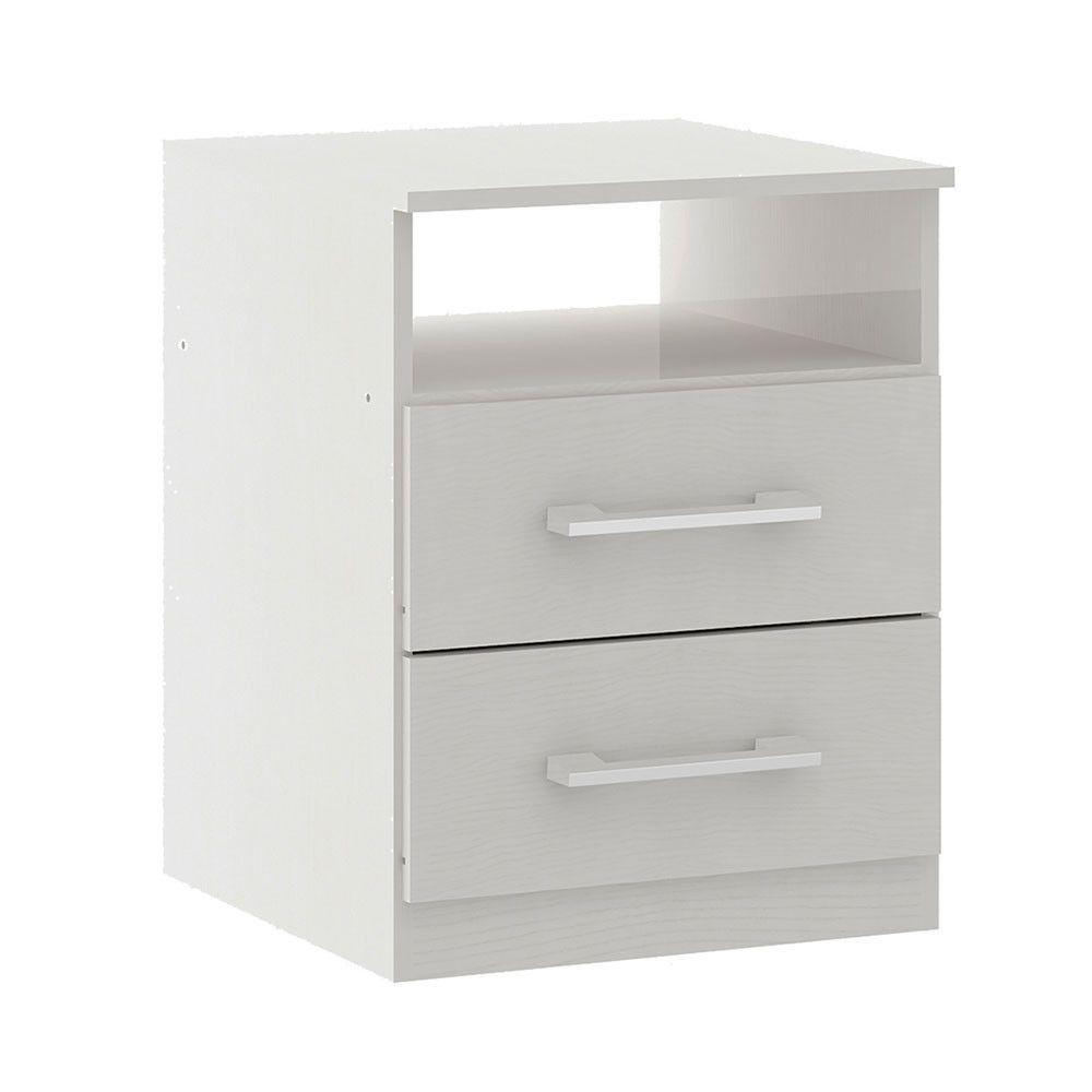 Mesa De Cabeceira 2 Gavetas 36x46cm Mdp Branco Menu Móveis Branco - 2