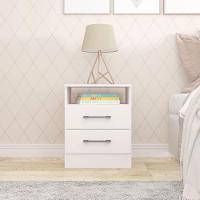 Mesa De Cabeceira 2 Gavetas 36x46cm Mdp Branco Menu Móveis Branco - 1
