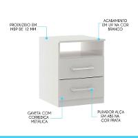 Mesa De Cabeceira 2 Gavetas 36x46cm Mdp Branco Menu Móveis Branco - 3